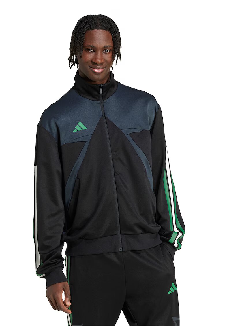 adidas Sportswear Яке с цип и лого - Черен/Бял/Аква зелено