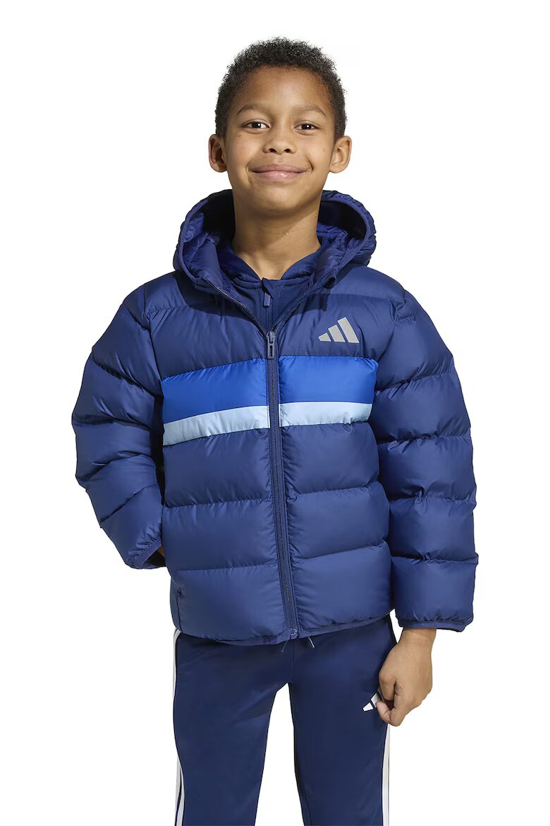 adidas Sportswear Зимно яке с качулка и капитониран ефект Син