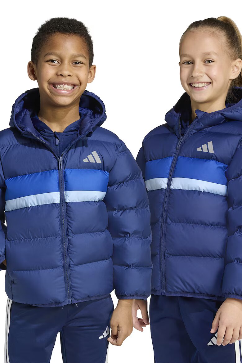adidas Sportswear Зимно яке с качулка и капитониран ефект Син