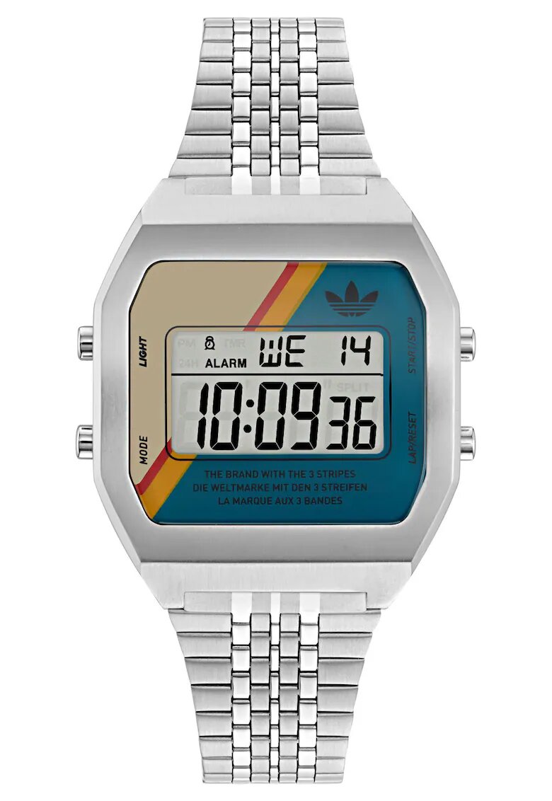 adidas Унисекс часовник Digital Two AOST23556 - неръждаема стомана - 36 мм - сребрист - водоустойчив на 5 ATM