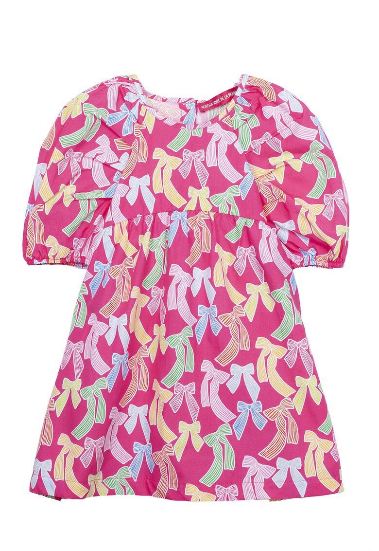 Agatha Ruiz de la Prada Памучна рокля с бухнали ръкави - Жълт - Фуксия - Бледооранжев -