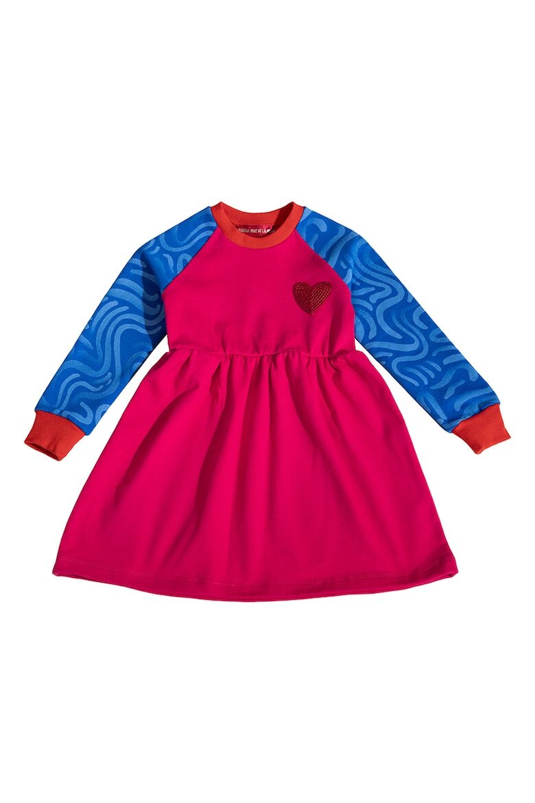 Agatha Ruiz de la Prada Рокля с разкрояване и контрастни ръкави Фуксия/Син