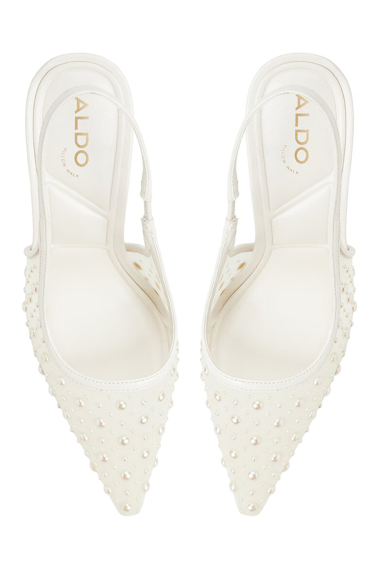 Aldo Заострени обувки Pearlescent от еко кожа с ток Мръснобял