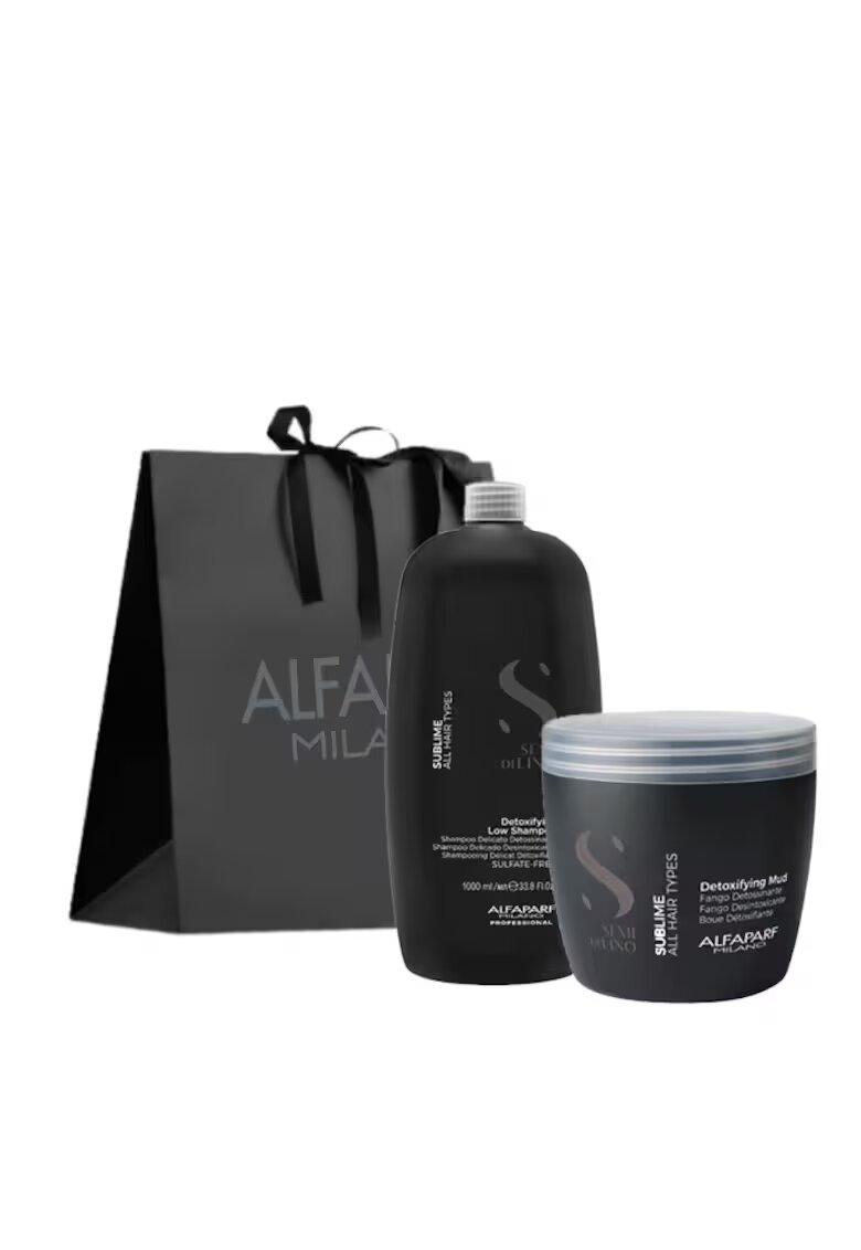 Alfaparf Детоксикиращ пакет за всички типове коса Milano Semi Di Lino Sublime Detoxifying Mud - Шампоан - 1000 мл + Маска - 500 мл