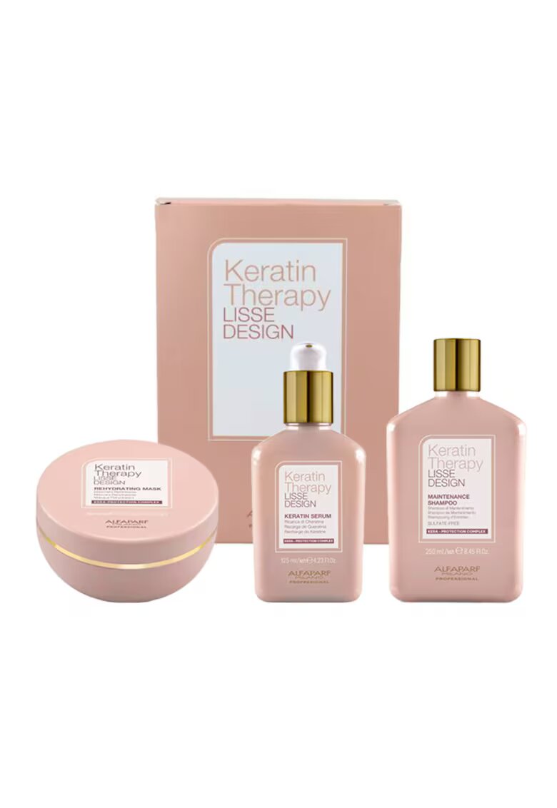 Alfaparf Комплект Lisse Design Keratin Therapy Maintenance - Шампоан 250 ml - Маска 200 ml - Серум 125 ml