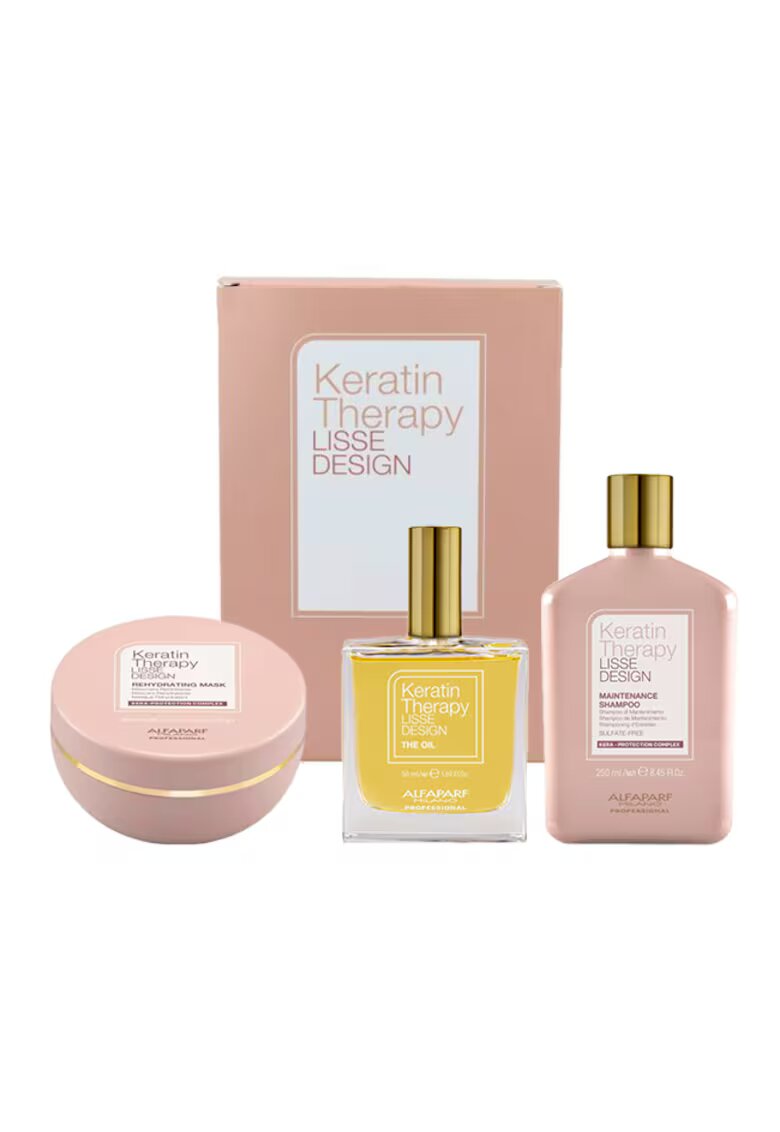 Alfaparf Lisse Design Keratin Therapy Maintenance Set - Шампоан 250 ml - Маска 200 ml - Масло за коса 50 ml