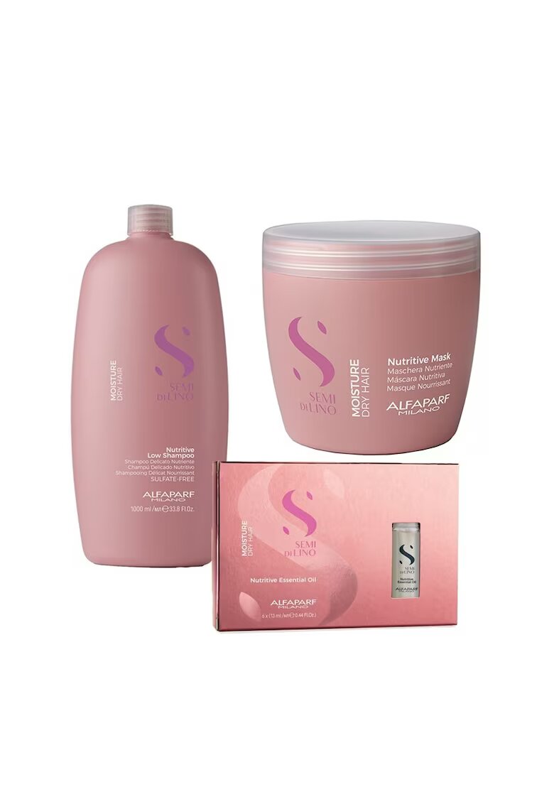 Alfaparf Milano Комплект Alfaparf - Шампоан 1000 ml - Маска 500 ml - 6 ампули - Масло 13 ml