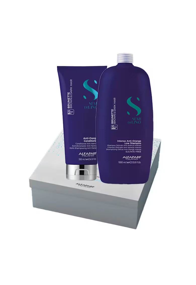 Alfaparf Milano Комплект Semi Di Lino Brunette за неутрализиране на оранжевите тонове - Балсамов шампоан 200 мл