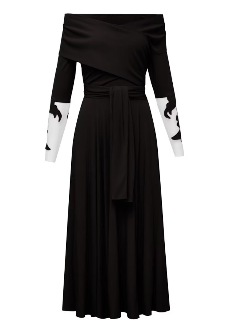 Alina Cernatescu Rimini Flared Midi Dress With Embroiedered Sleeves