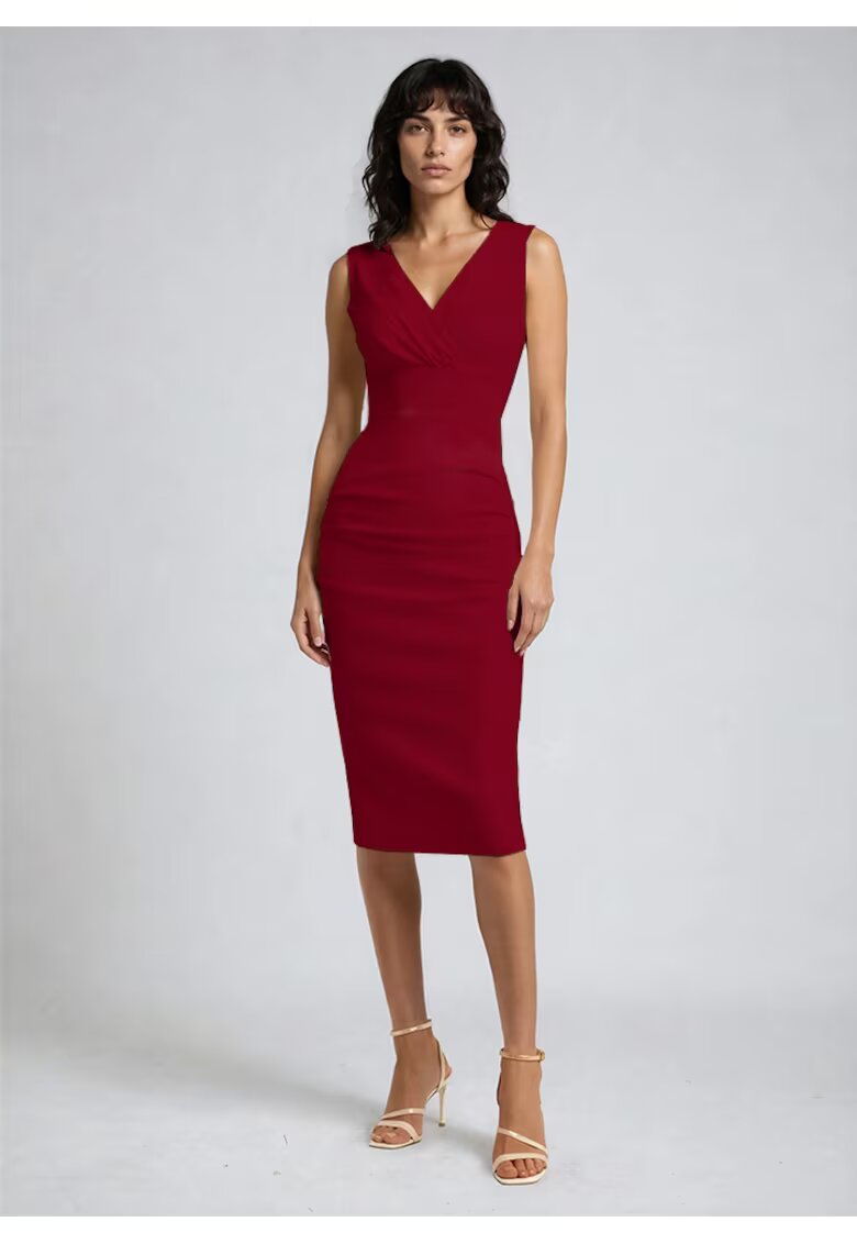 Alina Cernatescu Rochie midi bodycon cu model drapat Anara