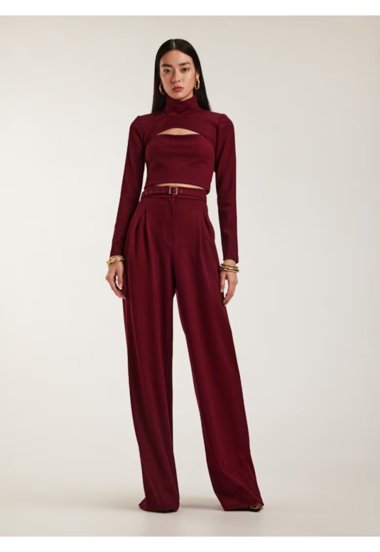 Alina Cernatescu Set of Blous - Top & Pants - 3 Pieces - Матово бордо