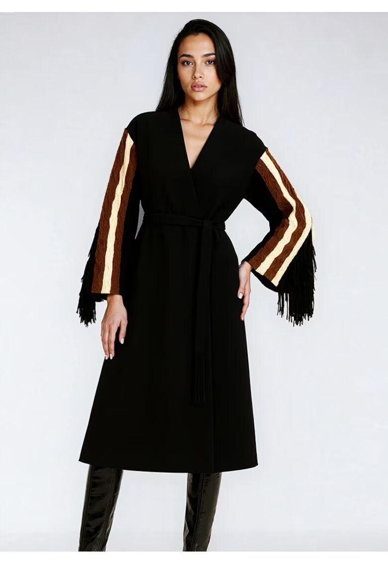 Alina Cernatescu Totem Coat With Knitted Sleeves