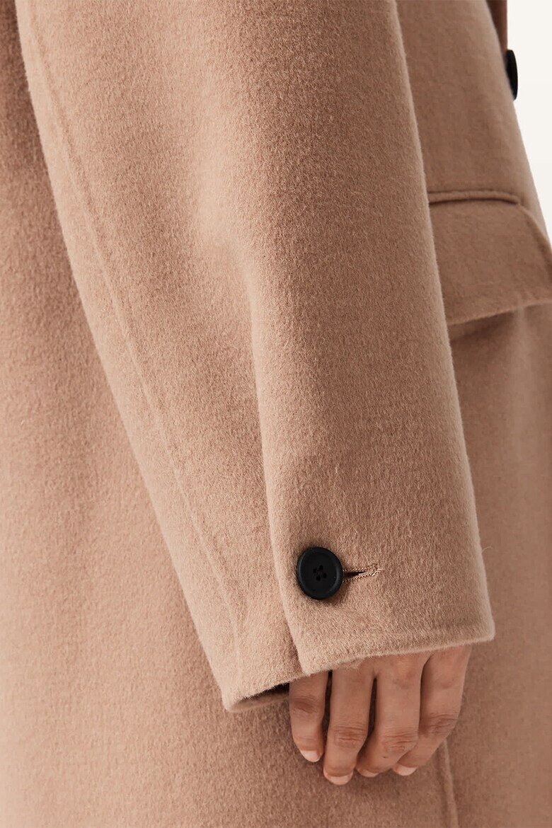 AllSaints Дълъг тренч Sellma с вълна и копчета Светлокафяв