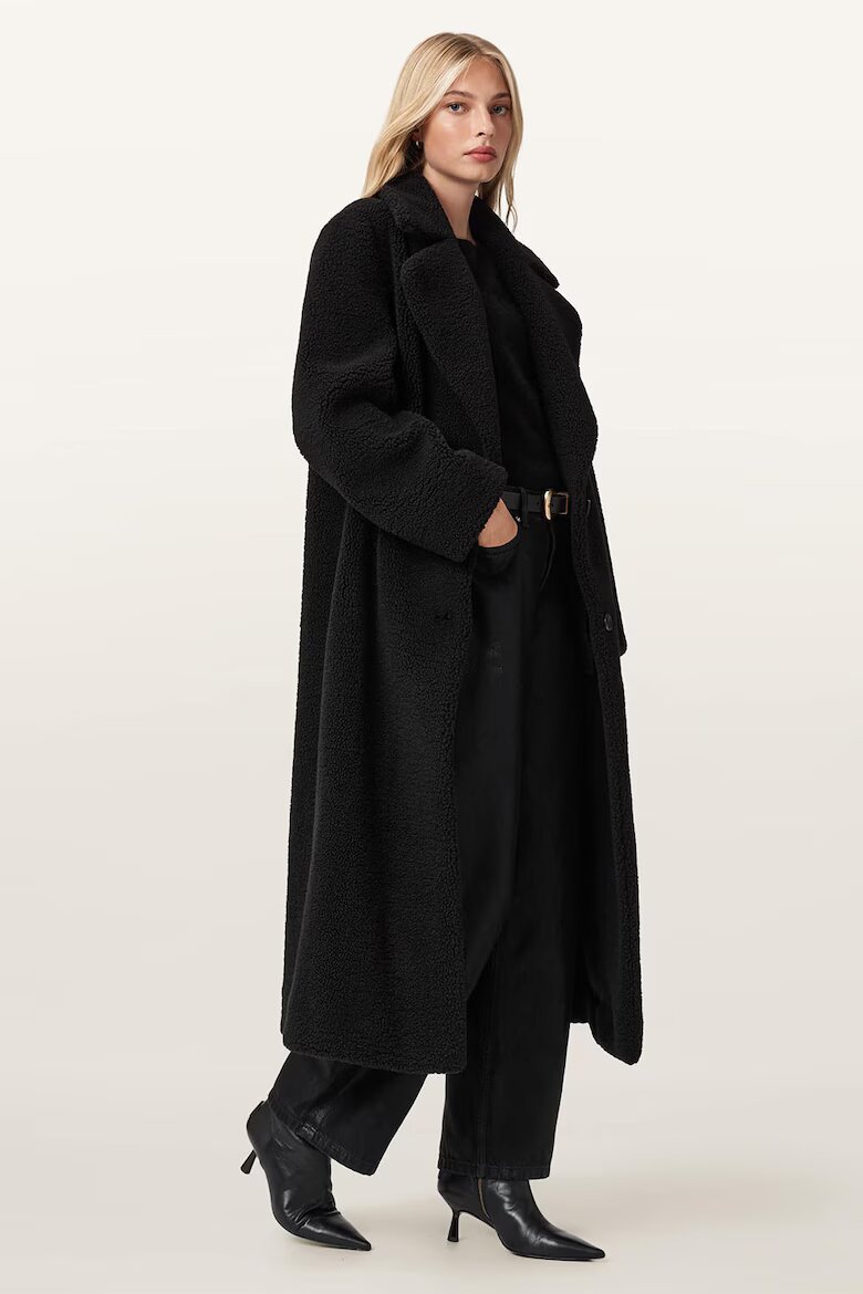 AllSaints Дълго палто с копчета Черен