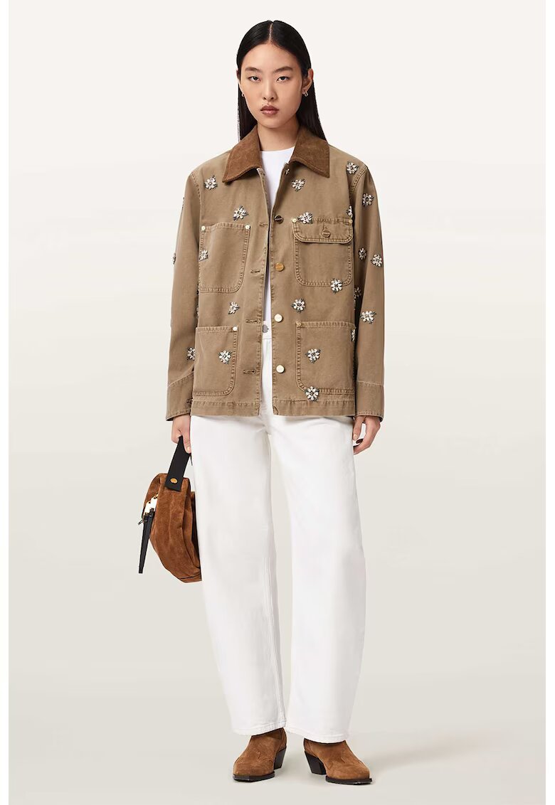 AllSaints Флорално яке с джобове отпред