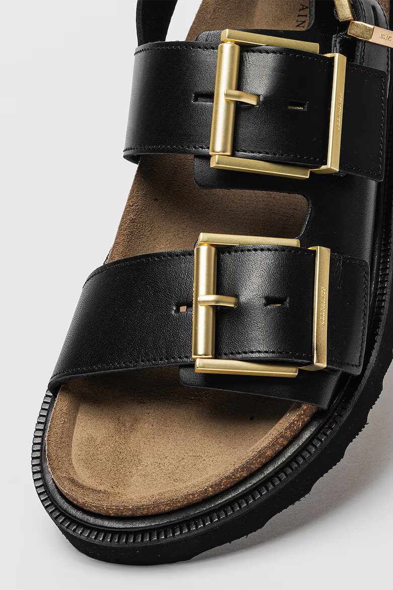 AllSaints Кожени сандали с уголемена тока Черен