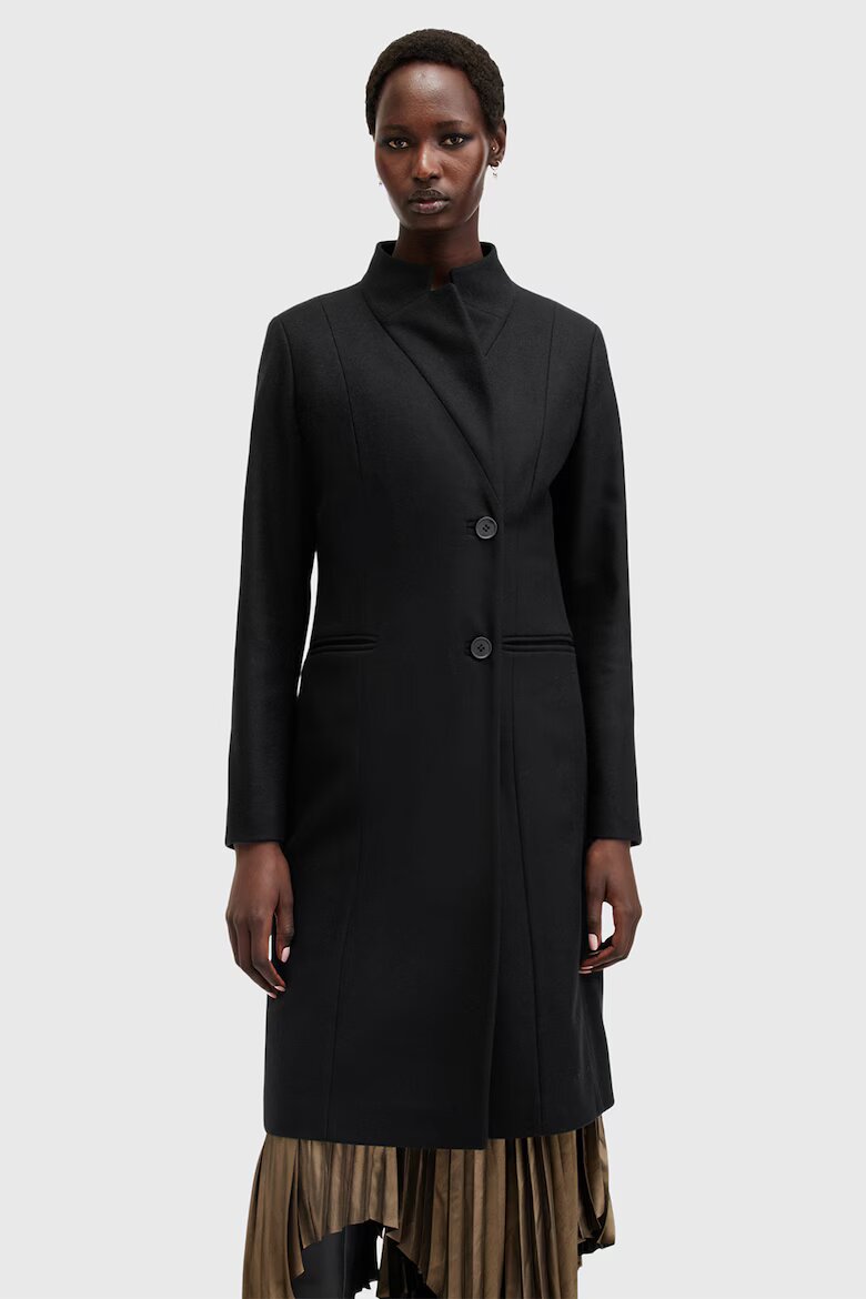 AllSaints Палто с вълна Черен