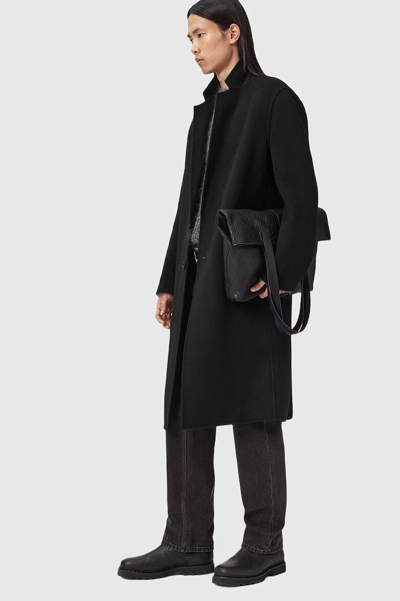 AllSaints Палто с вълна с копчета Черен
