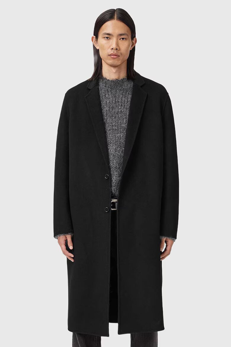 AllSaints Палто с вълна с копчета Черен