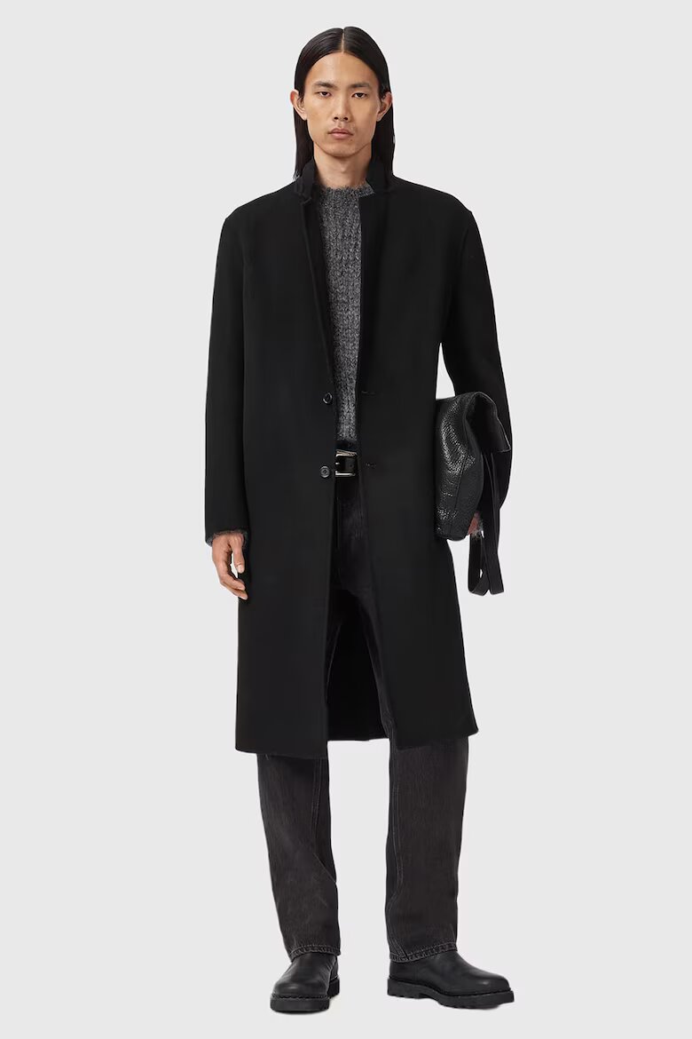AllSaints Палто с вълна с копчета Черен