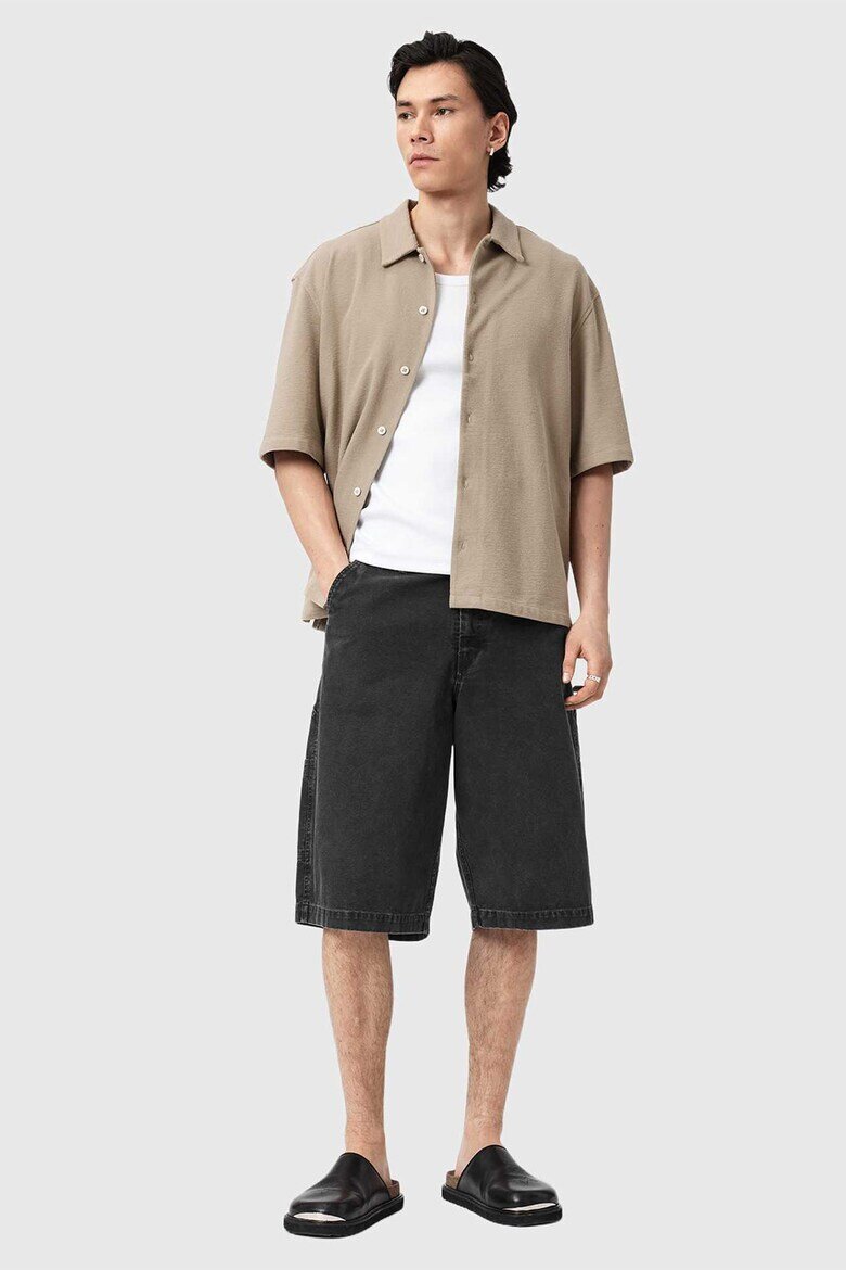 AllSaints Широки дънкови карго бермуди Черен въглерод