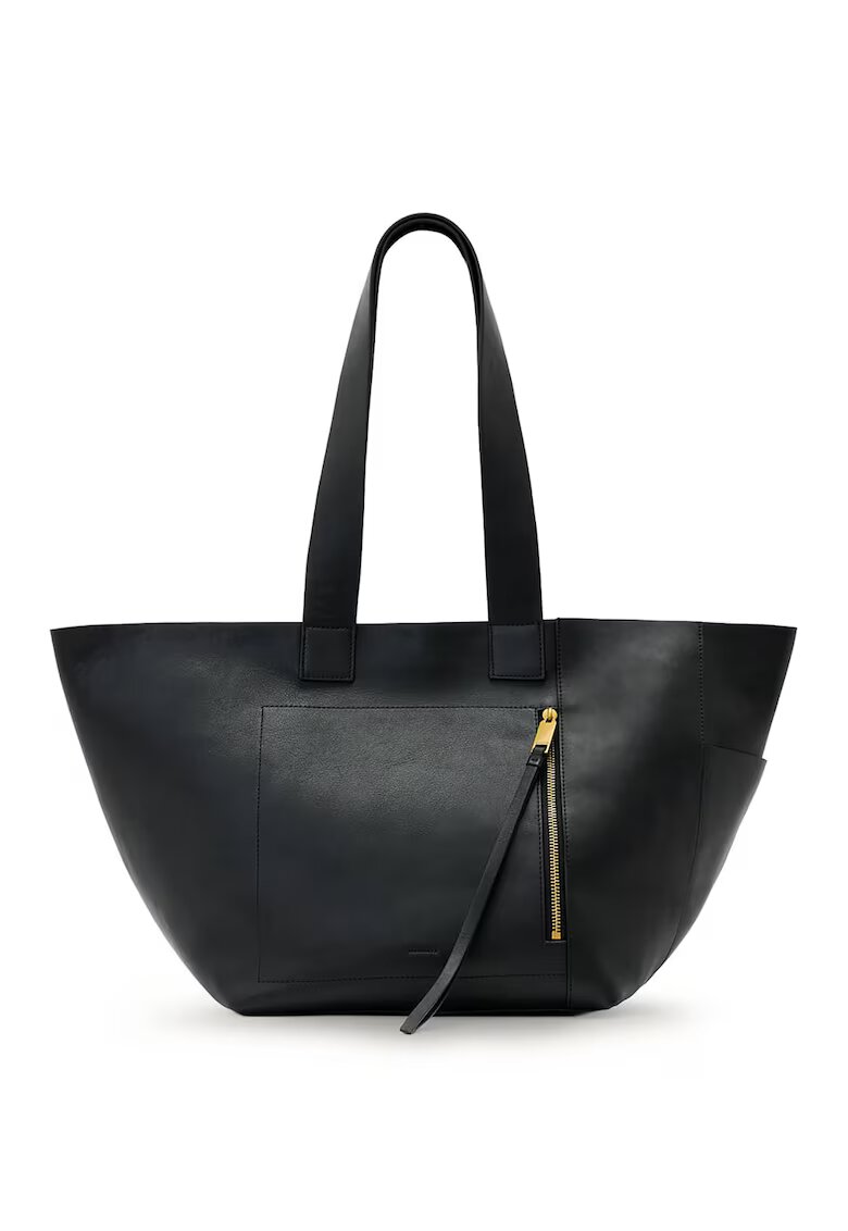AllSaints Шопинг чанта от кожа - Антрацитно сиво