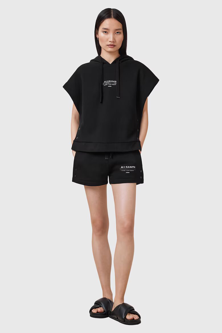 AllSaints Свободно худи с шарка Черен
