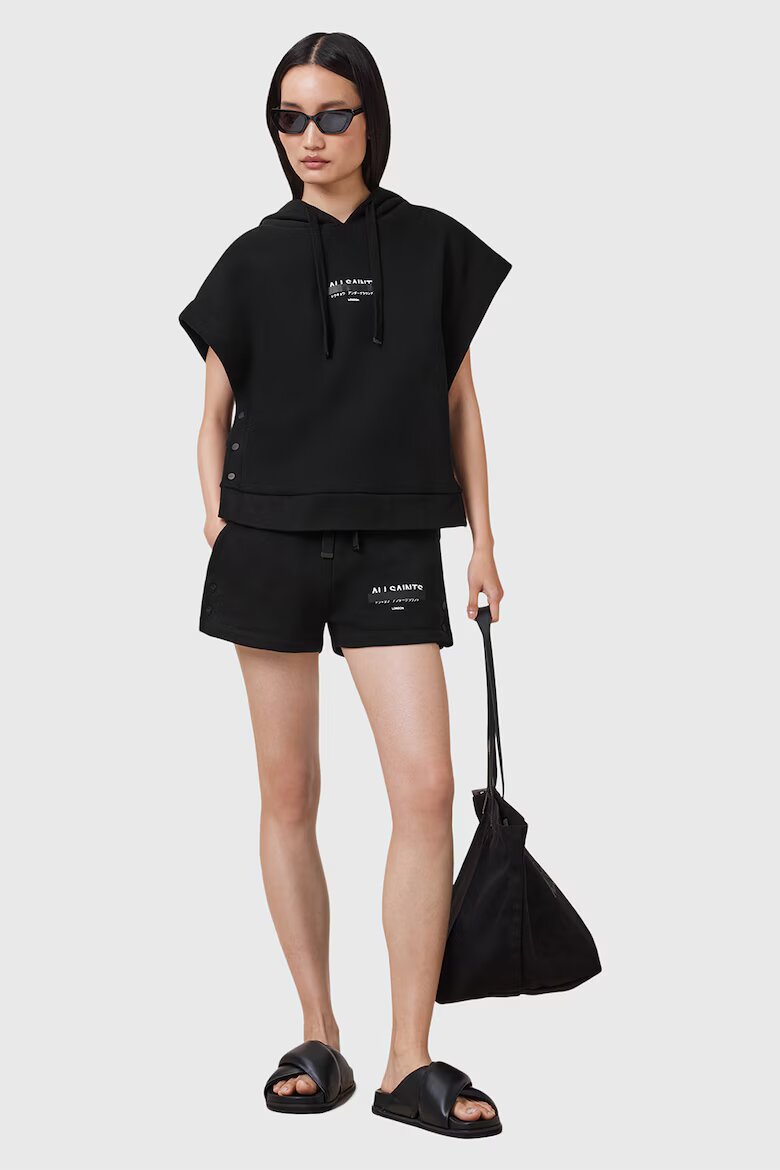 AllSaints Свободно худи с шарка Черен