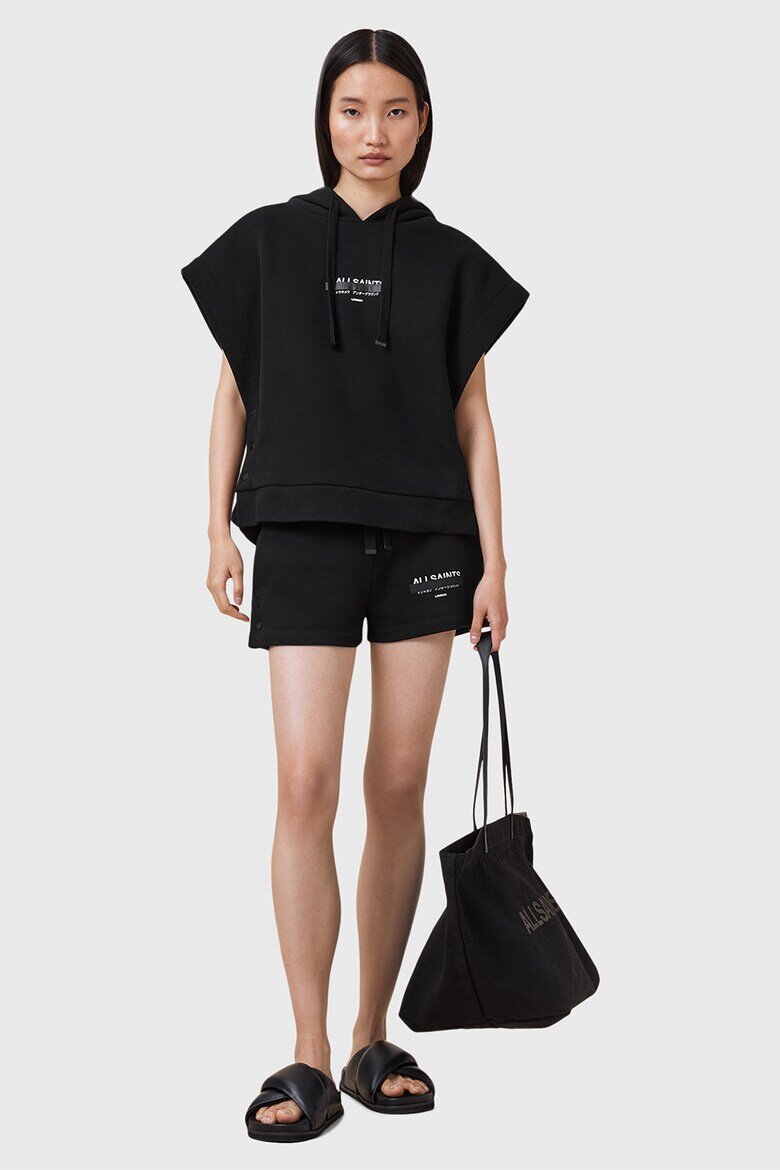 AllSaints Свободно худи с шарка Черен
