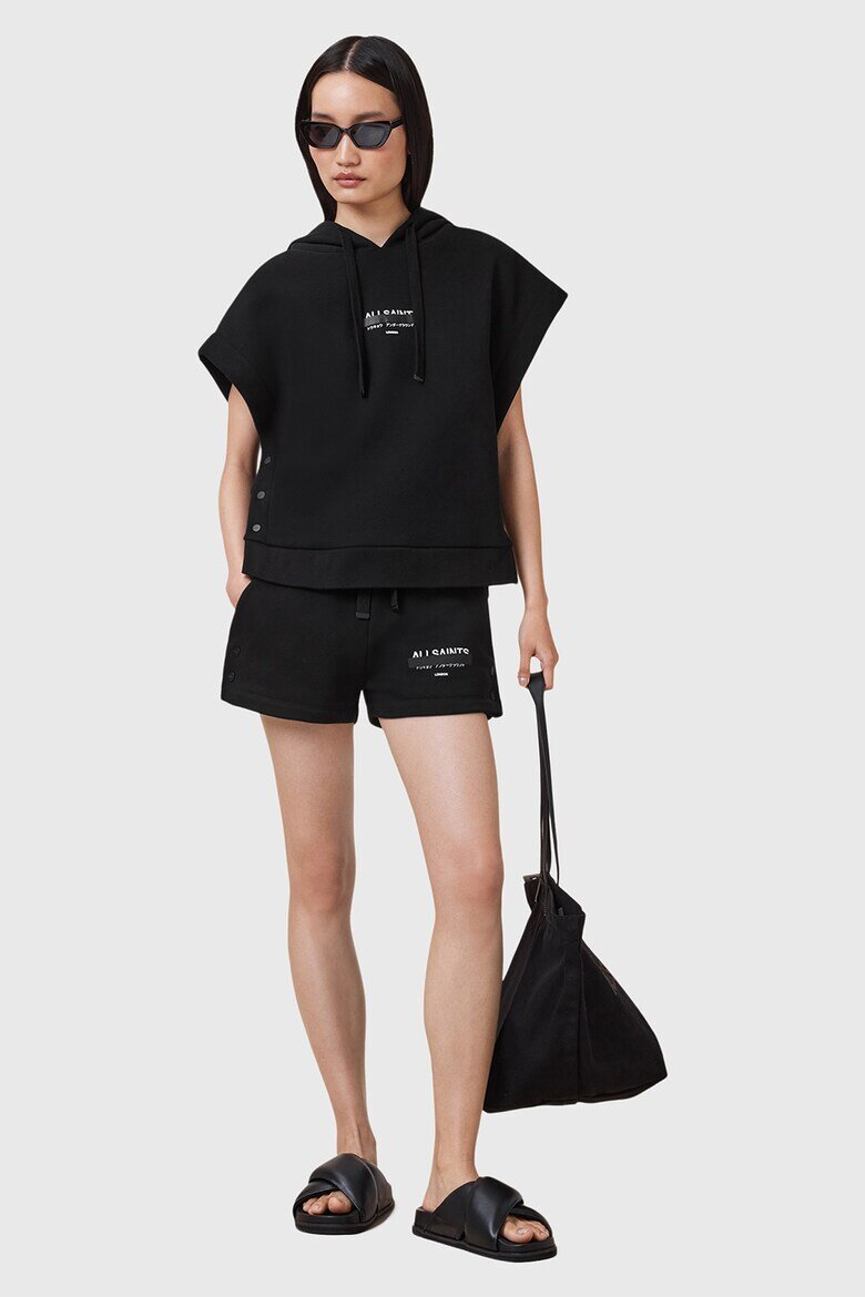 AllSaints Свободно худи с шарка - Черен