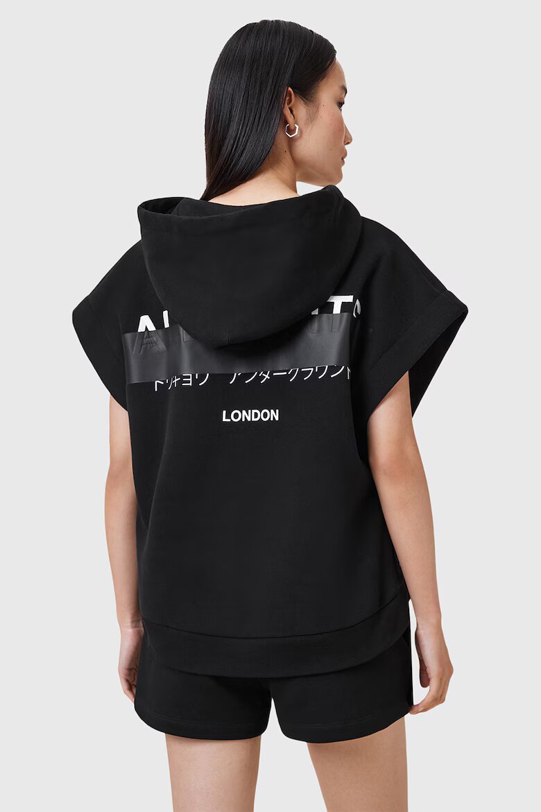AllSaints Свободно худи с шарка - Черен