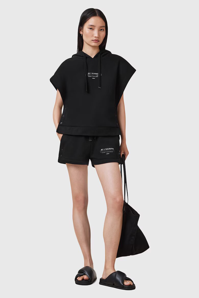 AllSaints Свободно худи с шарка - Черен