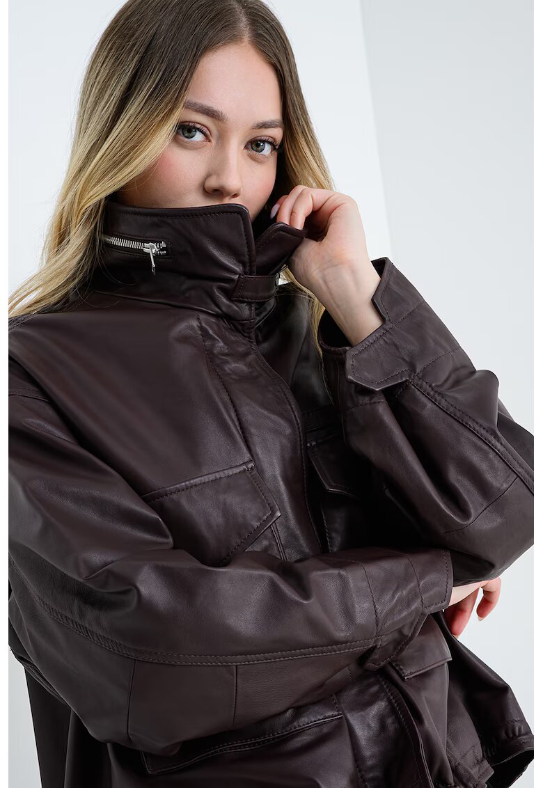 AllSaints Свободно кожено яке с джобове