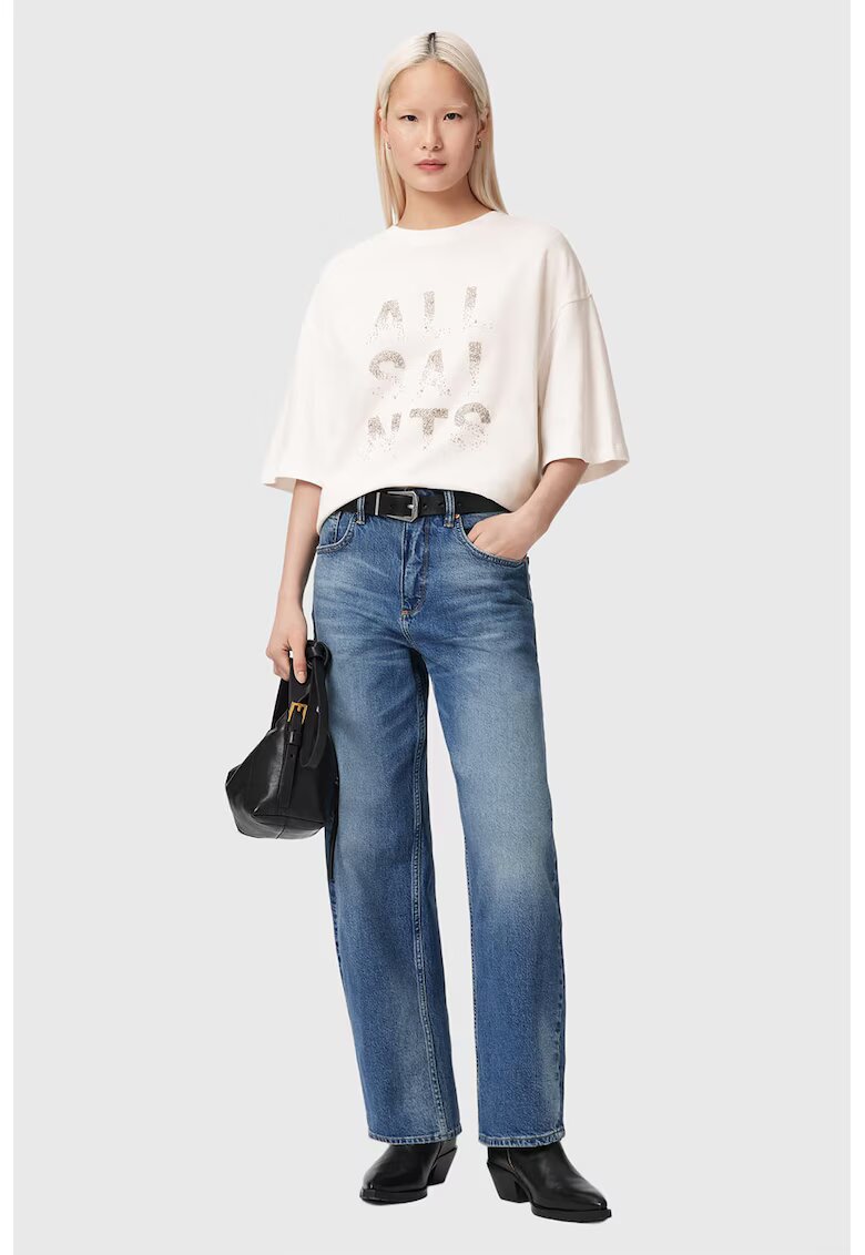 AllSaints Тениска от памук с лого от мъниста