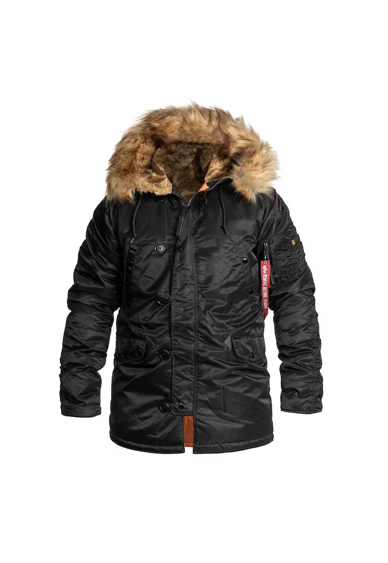 Alpha Industries Дълго зимно яке - N3B VF 59 - с дълбока качулка и подвижна подплата - Черно