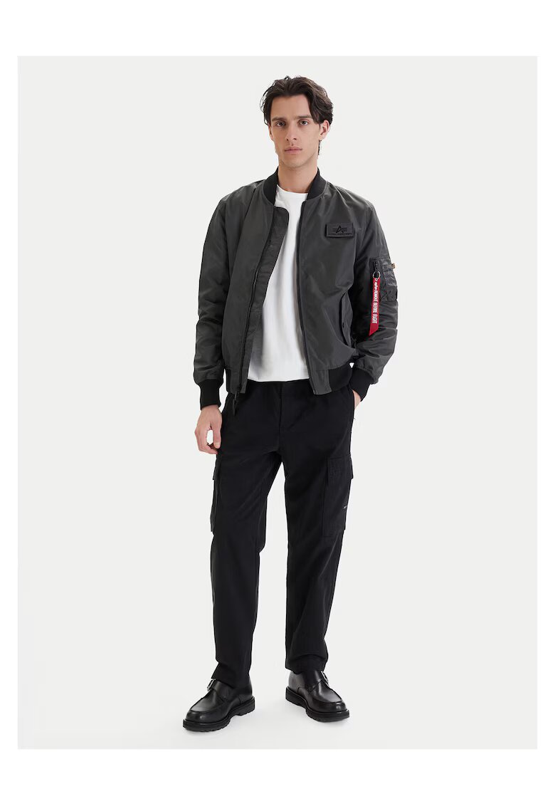 Alpha Industries Мъжко бомбър яке - полиамид - сиво