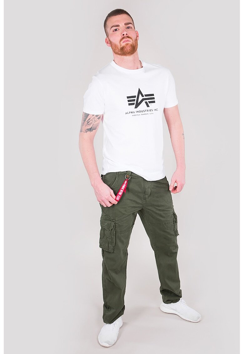 Alpha Industries Памучен панталон карго с лого - Бял/Черен
