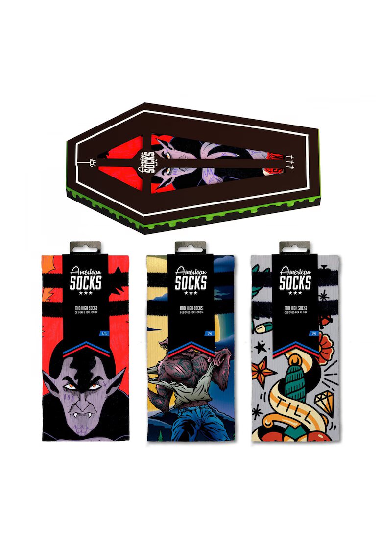 American Socks 3 чифта чорапи Coolmax в кутия във формата на ковчег