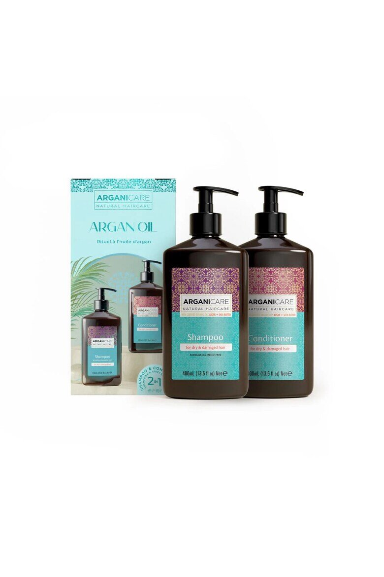 Arganicare Комплект шампоан и балсам с арганово масло и масло от ший за суха или увредена коса Aganicare 400 мл x2