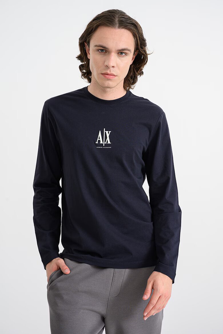 ARMANI EXCHANGE Блуза с лого Ултрамарин синьо