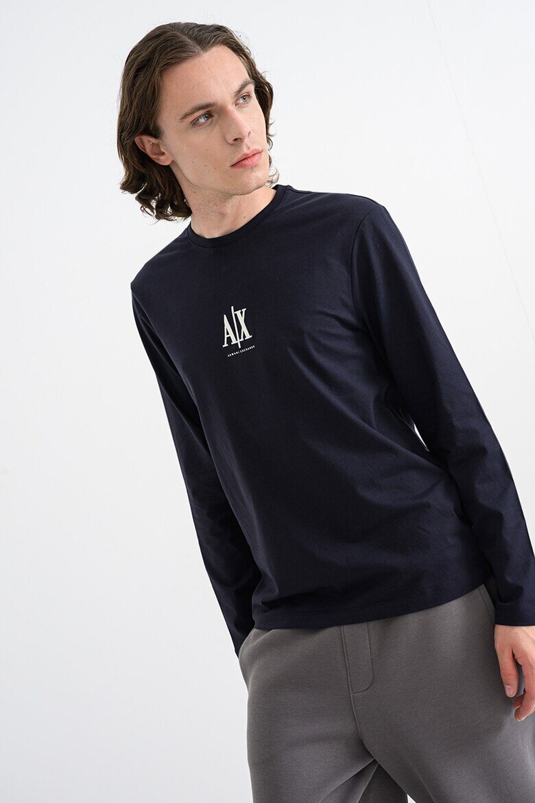 ARMANI EXCHANGE Блуза с лого Ултрамарин синьо