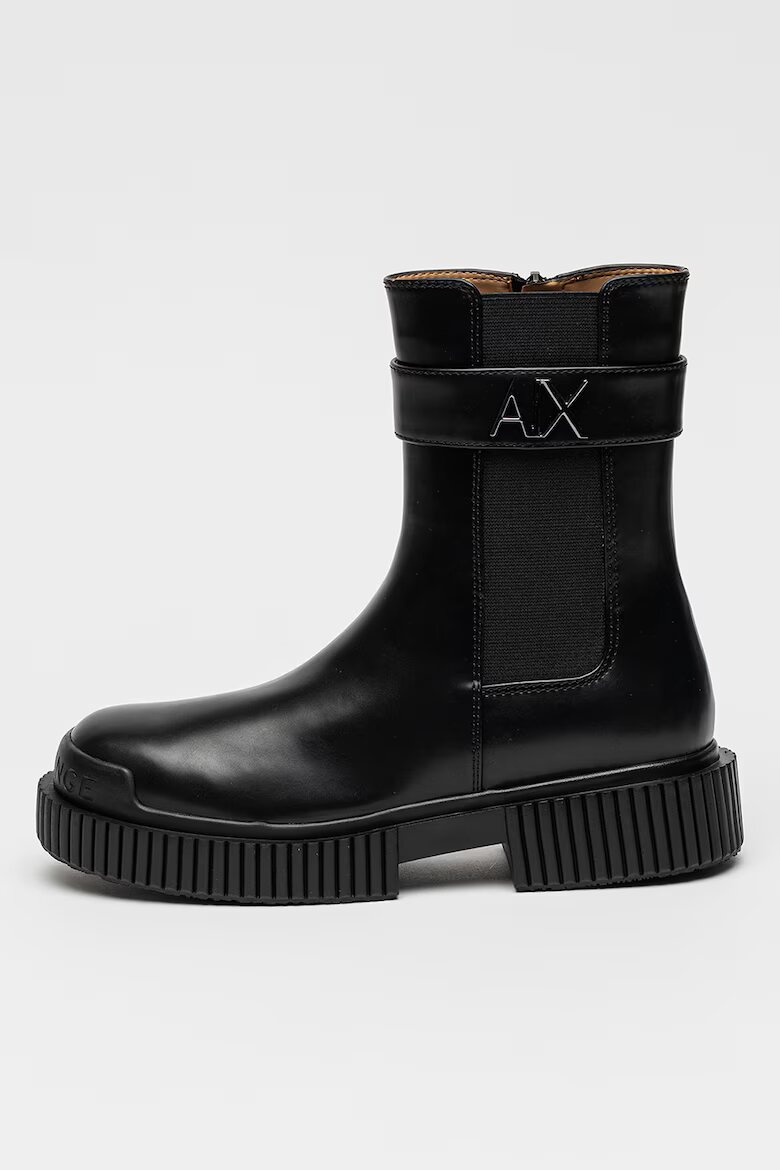 ARMANI EXCHANGE Боти от еко кожа с декоративна каишка Черен