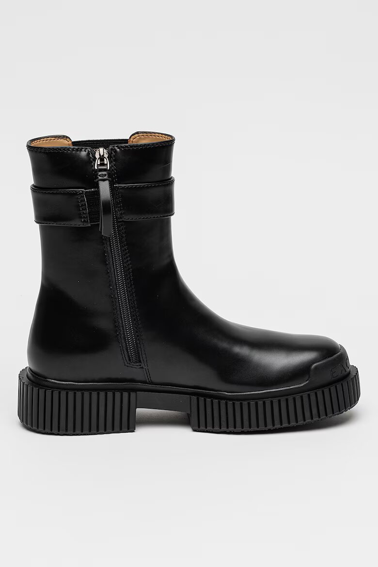 ARMANI EXCHANGE Боти от еко кожа с декоративна каишка Черен