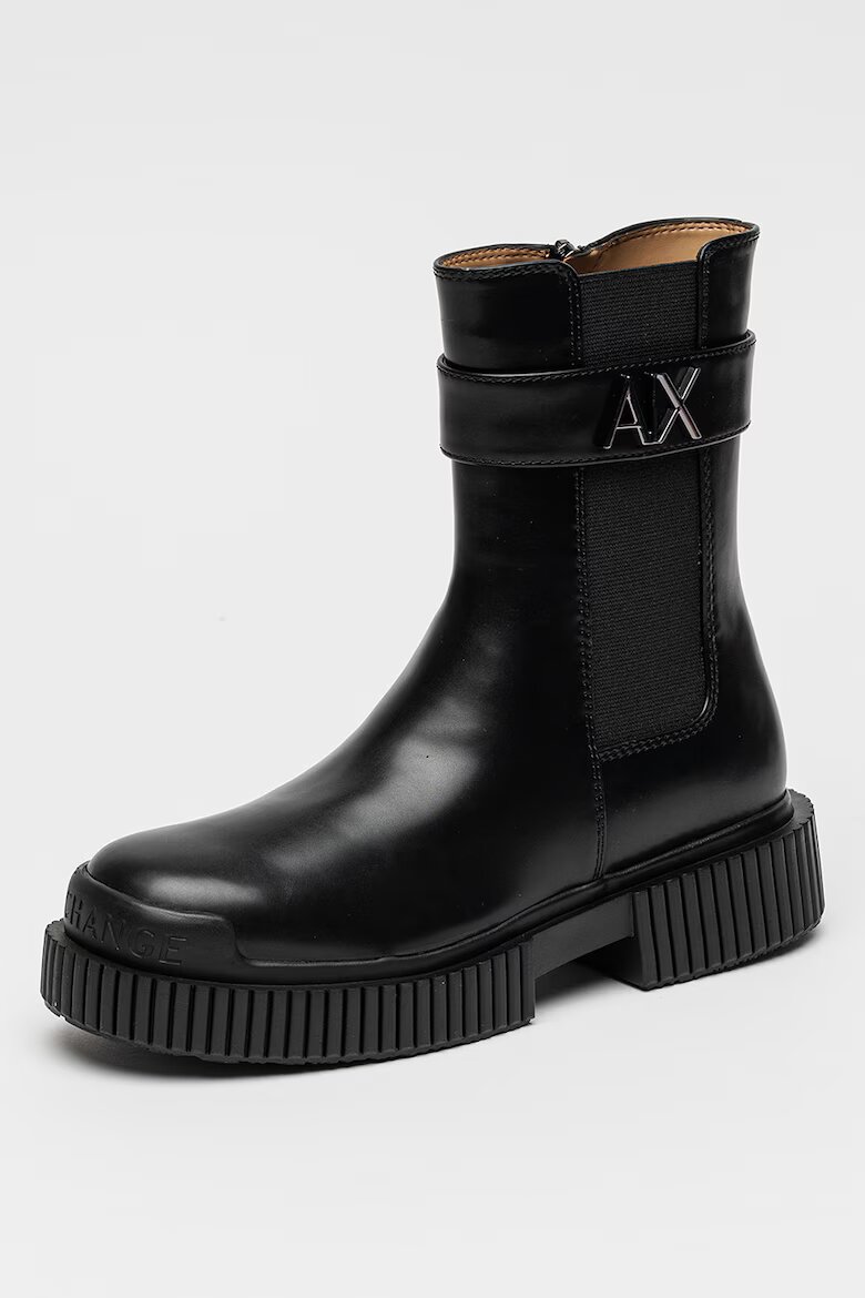 ARMANI EXCHANGE Боти от еко кожа с декоративна каишка Черен