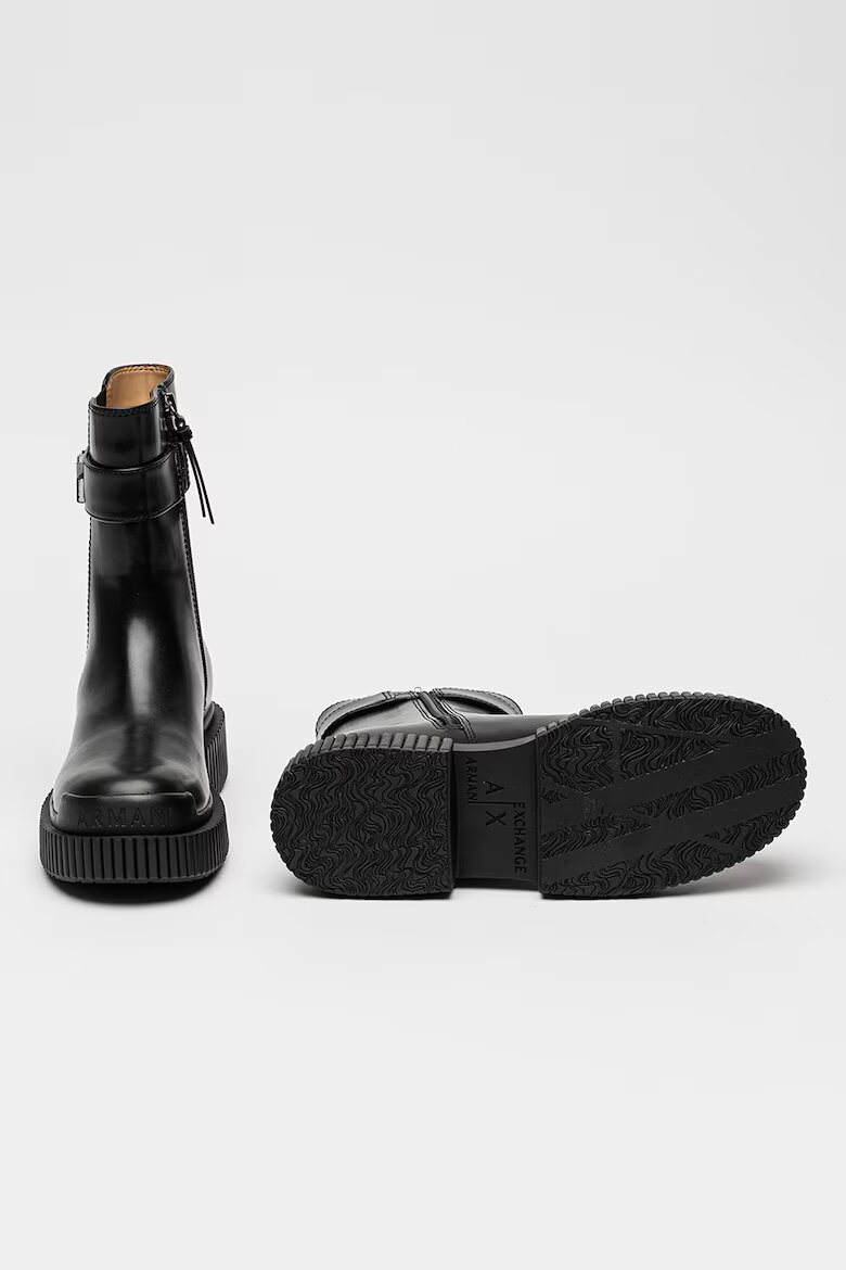 ARMANI EXCHANGE Боти от еко кожа с декоративна каишка Черен