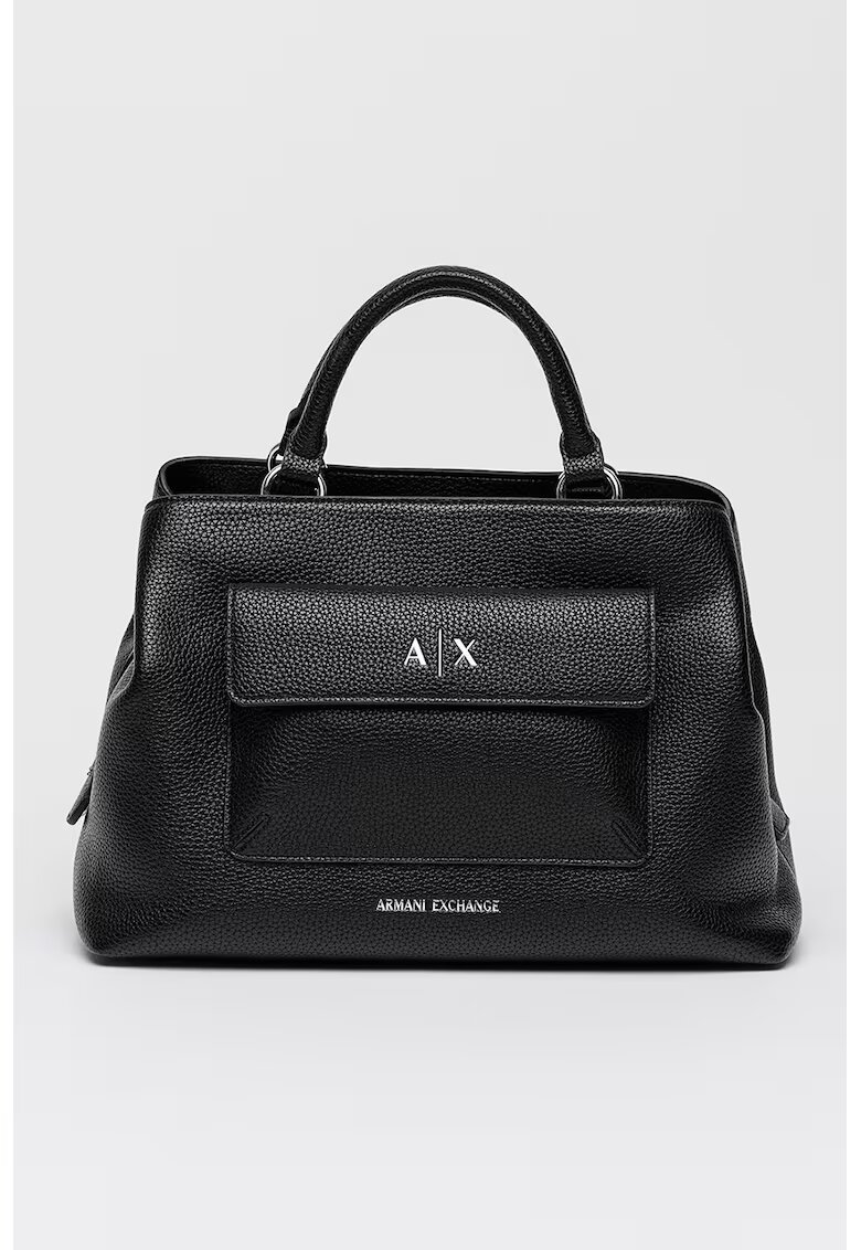 ARMANI EXCHANGE Чанта през рамо от еко кожа с джоб с капаче - Черен