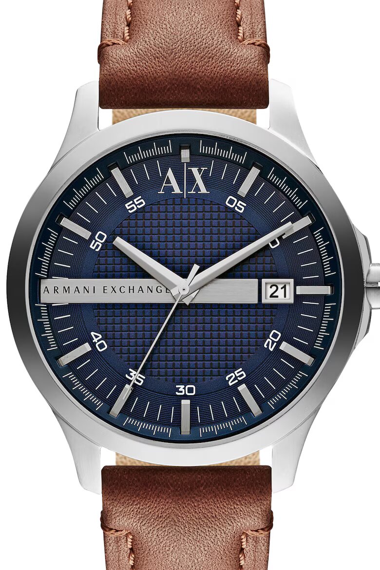 ARMANI EXCHANGE Часовник Hampton с кожена каишка Кафяв