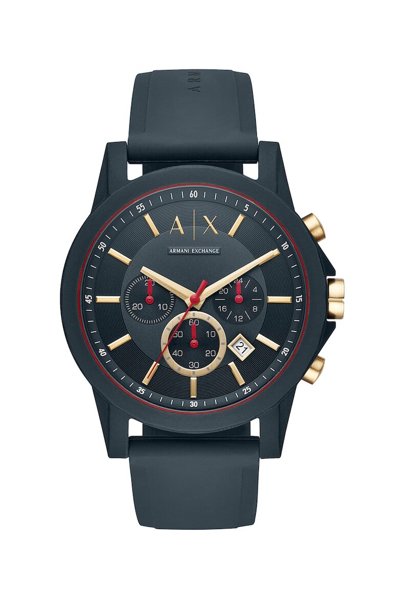 ARMANI EXCHANGE Часовник Outer Banks с хронограф и силиконова каишка Черен