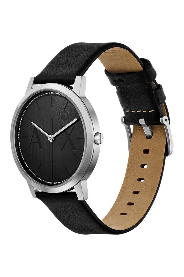 ARMANI EXCHANGE Часовник с кожена каишка и допълнителна от деним Черен/Тъмносин