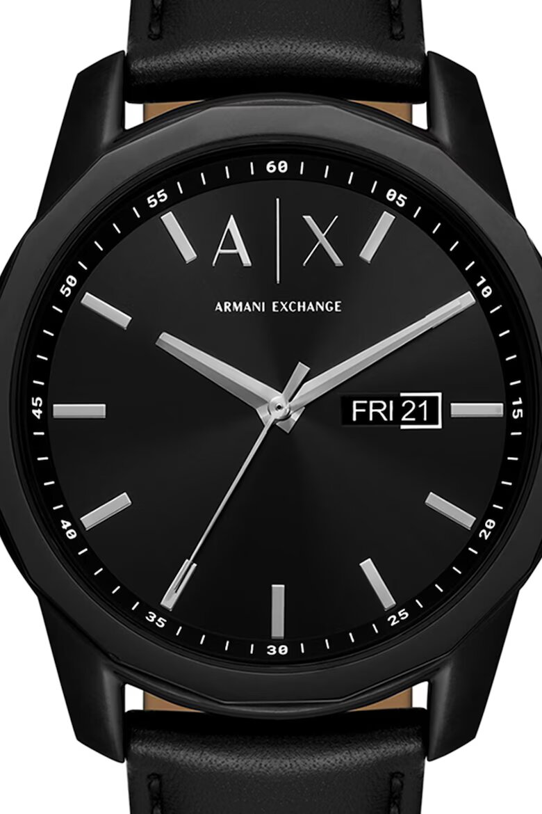 ARMANI EXCHANGE Часовник с кожена каишка и гривна от неръждаема стомана